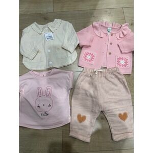 Baby Girl Bundle Next Little Me 3-6 6 Months NWT Jacket Cardigan Bunny Set 4pc